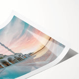 Extra large wall art featuring line art flowers in a mosque design on a rolled print, ideal for large living room decor.