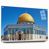 Acrylic print of a large abstract mosque design in muted earth tones, suitable for bedroom or dining room decor.