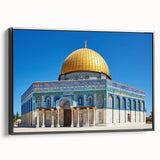 Black and white framed canvas depicting a vintage mosque landscape, ideal for bedroom wall art.
