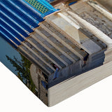 Black and white landscape art painting of a mosque on stretched canvas, suitable for bedroom wall decor.