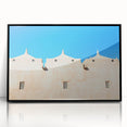 Large abstract wall art depicting a mosque design in black and white tones on a framed acrylic.