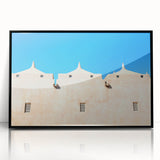 Large abstract wall art depicting a mosque design in black and white tones on a framed acrylic.