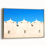 Landscape art painting of a mosque in colorful hues on a framed canvas, ideal for living room decor.