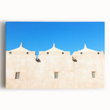 Black and white large art print of a mosque design on stretched canvas, ideal for kitchen wall art.