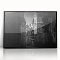 Large abstract wall art of a mosque in muted earth tones on a framed acrylic, ideal for modern living room decor.
