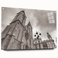 Acrylic print of a large abstract depiction of a mosque in muted earth tones, ideal for bedroom or dining room decor.