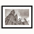 Extra large abstract art print of a colorful, textured mosque design on a black framed canvas, ideal for living room decor.