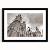 Extra large abstract art print of a colorful, textured mosque design on a black framed canvas, ideal for living room decor.