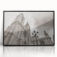 Large abstract wall art depicting a mosque design in muted gray and blue tones on a framed acrylic.