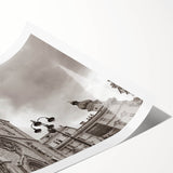 Extra large wall art featuring line art flowers in muted tones on a rolled canvas, suitable for large living room decor.