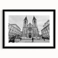 Extra large abstract art print of a colorful, textured mosque design on a black framed canvas, ideal for living room decor.