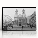 Large abstract wall art depicting a mosque in black and white tones on a framed acrylic, suitable for modern art wall decor.