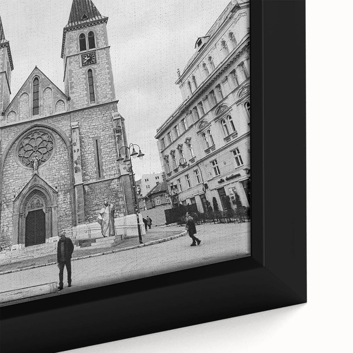 Extra large black wall art featuring a textured mosque design in colorful art style, ideal for living room decor.