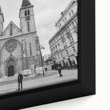 Extra large black wall art featuring a textured mosque design in colorful art style, ideal for living room decor.