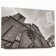 Acrylic print of a large abstract mosque design in muted gold and white, ideal for bedroom or dining room decor.