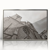 Art deco-style mosque depicted in muted silver and grey tones on a framed acrylic, ideal for modern nursery wall decor.