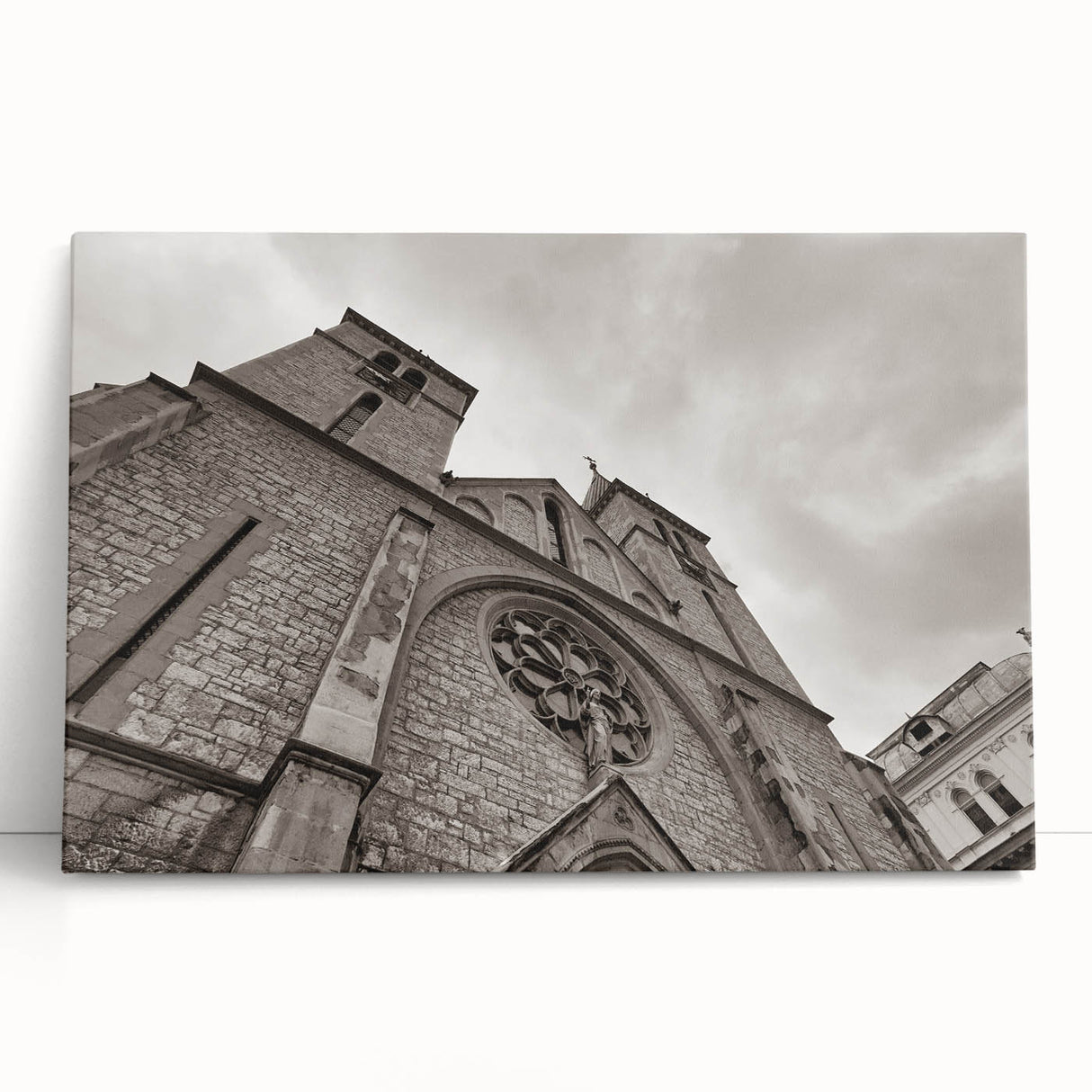 Black and white large canvas print of a mosque, ideal for kitchen wall art or bedroom ambiance.