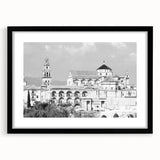 Colorful abstract art print of a mosque, featuring vibrant hues on a large textured canvas, ideal for living room decor.