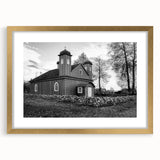 Textured art print of an abstract mosque design in gold and beige tones, framed with mat, suitable for bedroom decor.