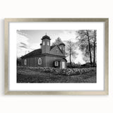 Abstract art print of a mosque in silver hues on a framed poster, suitable for dining room or bedroom decor.