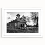Extra large abstract art print of a mosque in textured whites and grays, framed with a white mat.