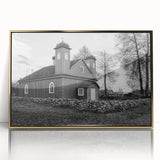 Mid-century modernist art of a mosque in acrylic, with gold tones, framed, ideal for nursery wall decor.