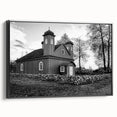 Black and white wall art of a mosque landscape on framed canvas, ideal for bedroom decor.