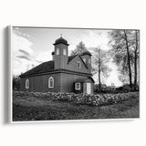 Framed canvas of a vintage-style mosque landscape in black and white, ideal for bedroom wall art.
