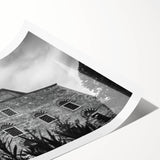 Extra large wall art featuring a line art design of flowers in black on a white background.