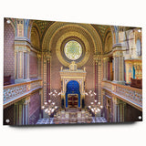 Acrylic print of a large abstract synagogue design in muted earth tones, ideal for dining room or bedroom decor.
