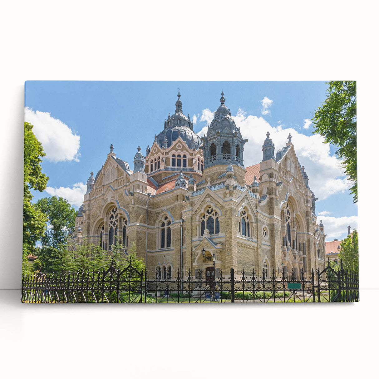 Black and white stretched canvas of a synagogue design, ideal for kitchen wall art or bedroom ambiance.