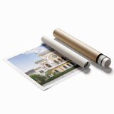 Extra large rolled print of a floral synagogue design in soft pastel shades, ideal for classy bathroom wall art.