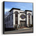 Black and white framed canvas of a vintage synagogue design, ideal for bedroom wall decor.