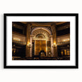 Abstract art print featuring colorful, textured synagogue design on extra large canvas, ideal for living room decor.