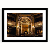 Abstract art print featuring colorful, textured synagogue design on extra large canvas, ideal for living room decor.