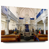 Acrylic print of a large abstract synagogue design in muted earth tones, ideal for bedroom or dining room art.