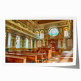 Extra large rolled print of a synagogue in muted earth tones, ideal for art wall dining room decor.