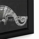 Close-up of a vibrant chameleon design wall art piece, featuring intricate details and vivid colors, framed for a modern home decor style. Ideal for reptile enthusiasts and nature lovers.