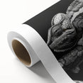 Colorful rolled canvas art depicting a vibrant chameleon design, showcasing intricate details and textures, ideal for reptile enthusiasts and home decor.