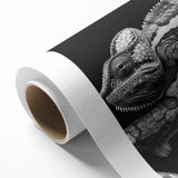 Colorful rolled canvas art depicting a vibrant chameleon design, showcasing intricate details and textures, ideal for reptile enthusiasts and home decor.