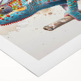 Vibrant chameleon wall art design on rolled canvas, showcasing detailed colors and textures, ideal for reptile enthusiasts and unique decor styles.