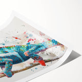 Vibrant chameleon wall art print featuring intricate designs in vivid colors, rolled and ready for display, showcasing a unique blend of nature and artistry.