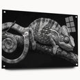 Vibrant chameleon wall art design displayed in a sleek acrylic glass frame, highlighting vivid colors and intricate details, ideal for reptile enthusiasts.