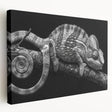 Chameleon-themed wall art on stretched canvas, showcasing vibrant colors and intricate details, perfect for reptile enthusiasts and home decor.