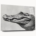 Acrylic wall art collection featuring a side view design of reptiles, including gators and crocodiles, displayed with decorative pins, ideal for nature-themed decor.