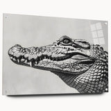 Acrylic wall art collection featuring a side view design of reptiles, including gators and crocodiles, displayed with decorative pins, ideal for nature-themed decor.