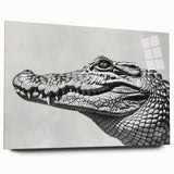 Acrylic glass wall art collection featuring a vibrant design of reptiles, including alligators and crocodiles, displayed in a side view without pins, perfect for nature enthusiasts.