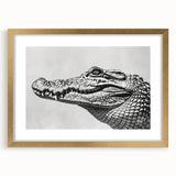 Gold-framed wall art collection featuring a detailed design of reptiles, including alligators and crocodiles, set against a vibrant background, perfect for nature enthusiasts.