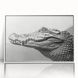 Framed acrylic wall art collection featuring vibrant reptile designs, including alligators and crocodiles, set against a white background for modern decor.