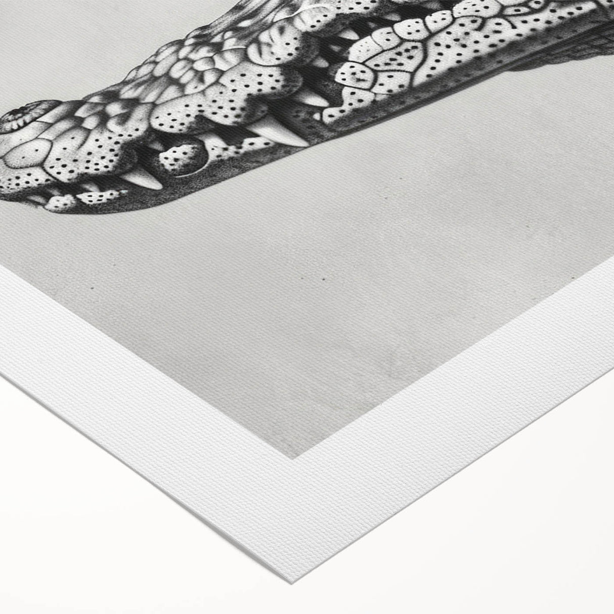 Colorful rolled canvas artwork showcasing a vibrant design of reptiles including alligators and crocodiles, ideal for enhancing home decor with a nature theme. This art piece combines bold colors and intricate details, making it perfect for reptile enthusiasts and wildlife lovers.